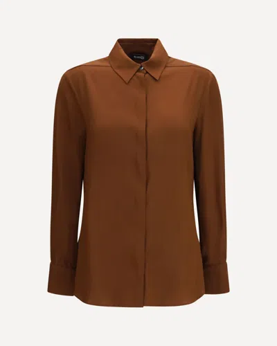Ella Silk Shirt With Back Gathering In Brown