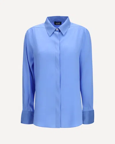 Ella Silk Shirt With Back Gathering In Light Blue