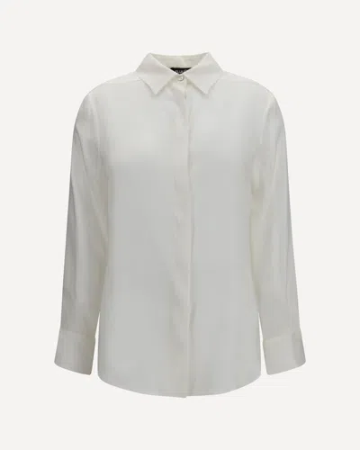 Ella Silk Shirt With Back Gathering In White