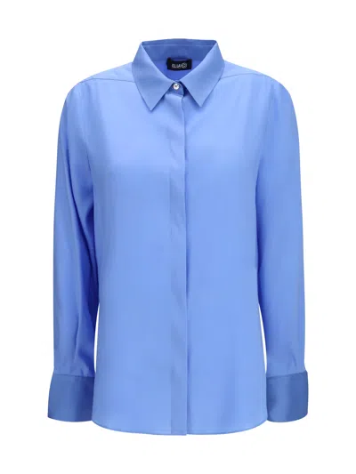 Ella Silk With Back Gathering Shirt In Blue