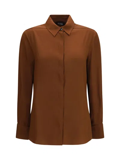 Ella Silk With Back Gathering Shirt In Brown