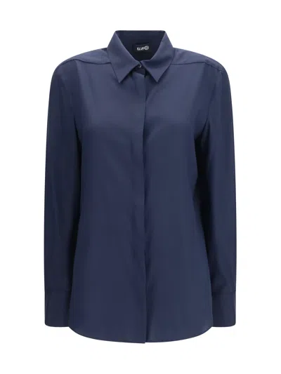 Ella Silk With Back Gathering Shirt In Navy