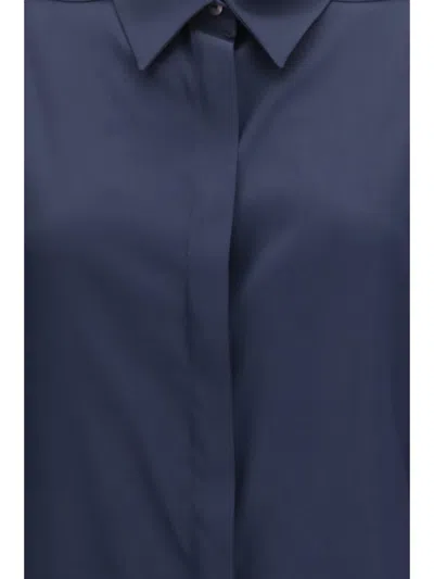 Ella Silk With Back Gathering Shirt In Navy