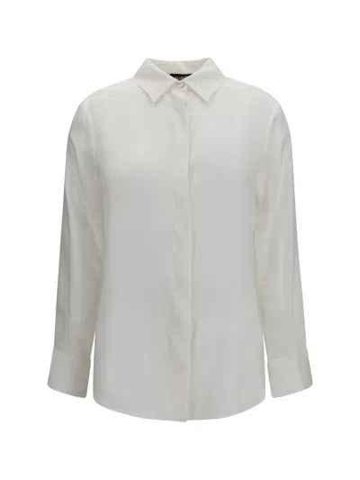 Ella Silk With Back Gathering Shirt In White