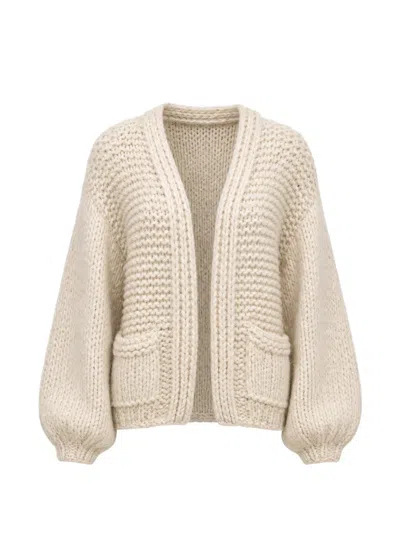 Ella Silla Chunky-knit Pocket Cardigan In Neutral