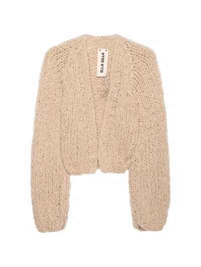 Ella Silla Chunky-knit Raglan-sleeve Cardigan In Neutral