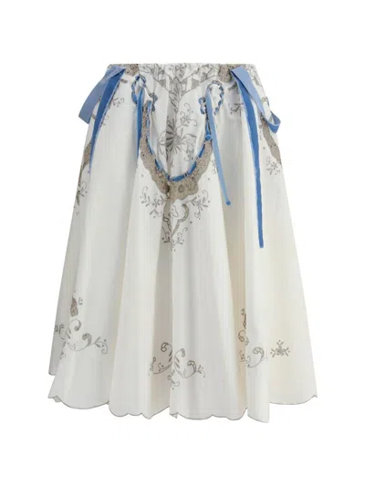 Ella Cotton Midi Skirt In White