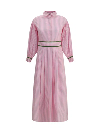 Ella Striped Chemisier Dress In Pink