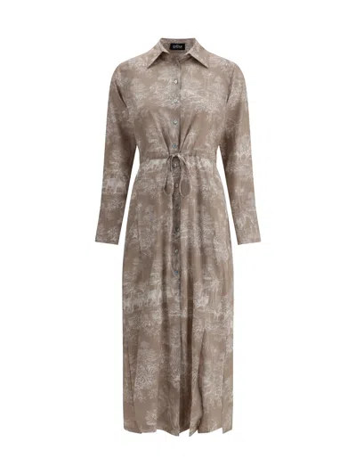 Ella Toile De Jouy Chemisier Dress In Beige