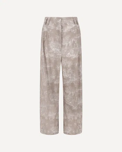 Ella Toile De Jouy Pattern Pants In Gray