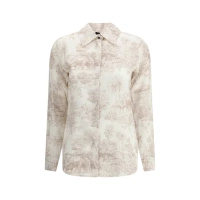 Ella Toile De Jouy Printed Shirt In White
