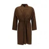 Ella Deconstructed Drawstring Cardigan In Brown