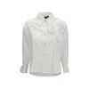 Ella White Cotton Pattern Shirt In White