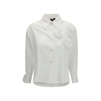 ELLA ELLA WHITE COTTON PATTERN WOMEN'S SHIRT
