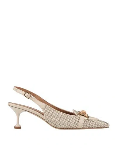 Ella Woman Pumps Beige Size 10 Leather, Natural Raffia In Sand