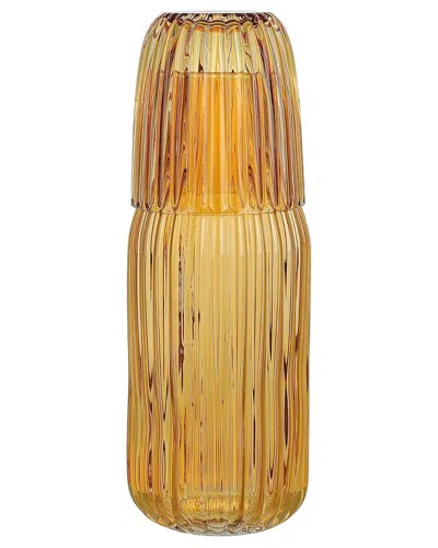 Elle 2pc Ribbed Carafe & Cup Set In Brown