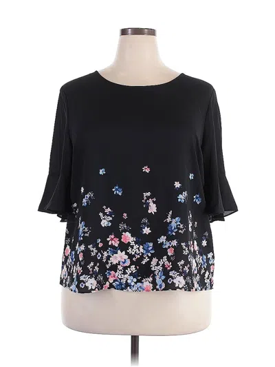 Pre-owned Elle 3/4 Sleeve Blouse In Black