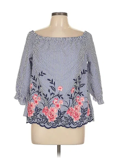Pre-owned Elle 3/4 Sleeve Blouse In Blue