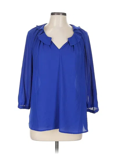 Pre-owned Elle 3/4 Sleeve Blouse In Blue