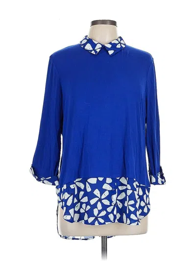 Pre-owned Elle 3/4 Sleeve Blouse In Blue