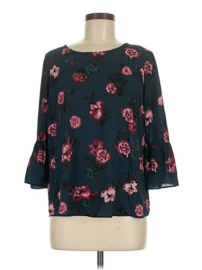 Pre-owned Elle 3/4 Sleeve Blouse In Blue