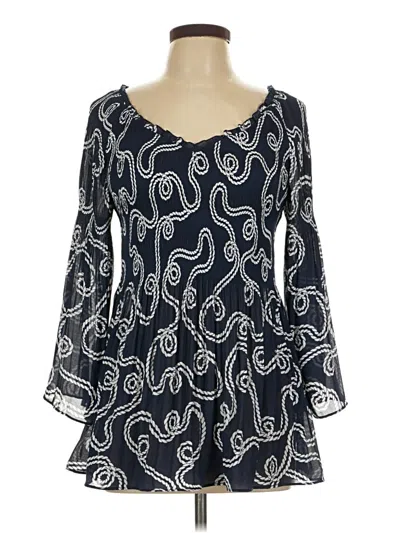Pre-owned Elle 3/4 Sleeve Blouse In Blue