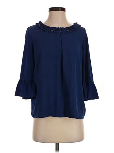 Pre-owned Elle 3/4 Sleeve Blouse In Blue