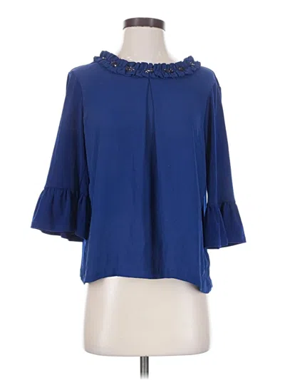 Pre-owned Elle 3/4 Sleeve Blouse In Blue