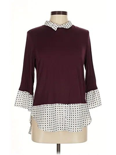 Pre-owned Elle 3/4 Sleeve Blouse In Burgundy