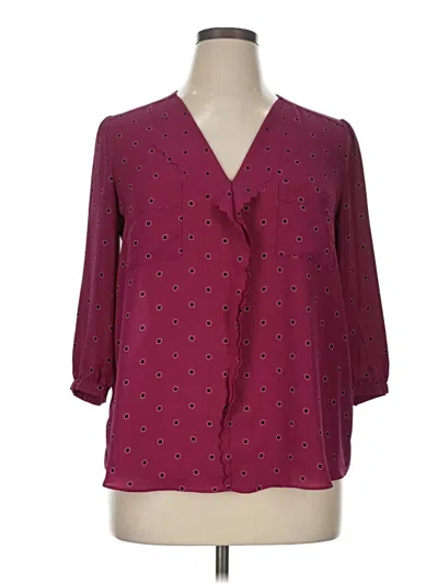 Pre-owned Elle 3/4 Sleeve Blouse In Burgundy