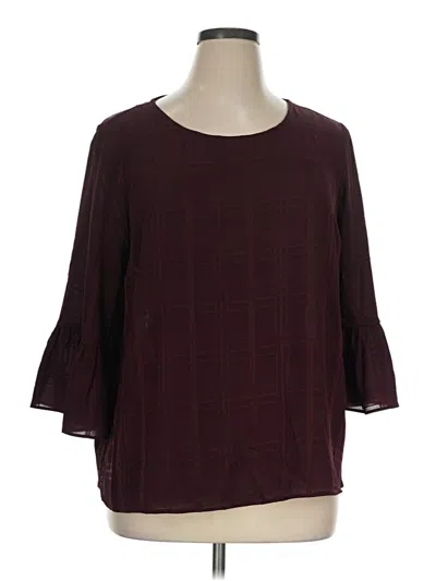 Pre-owned Elle 3/4 Sleeve Blouse In Burgundy