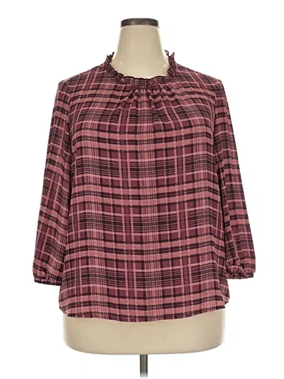 Pre-owned Elle 3/4 Sleeve Blouse In Burgundy