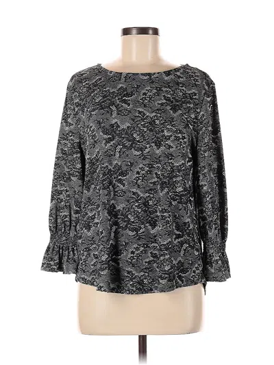 Pre-owned Elle 3/4 Sleeve Blouse In Gray