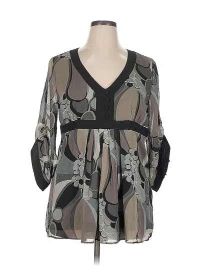 Pre-owned Elle 3/4 Sleeve Blouse In Gray