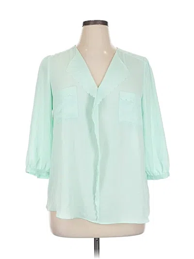 Pre-owned Elle 3/4 Sleeve Blouse In Green