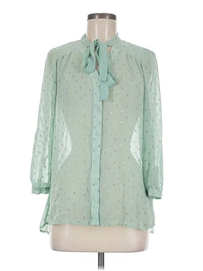 Pre-owned Elle 3/4 Sleeve Blouse In Green