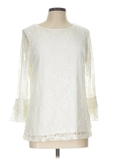 Pre-owned Elle 3/4 Sleeve Blouse In Ivory