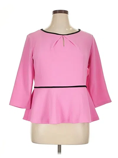 Pre-owned Elle 3/4 Sleeve Blouse In Pink