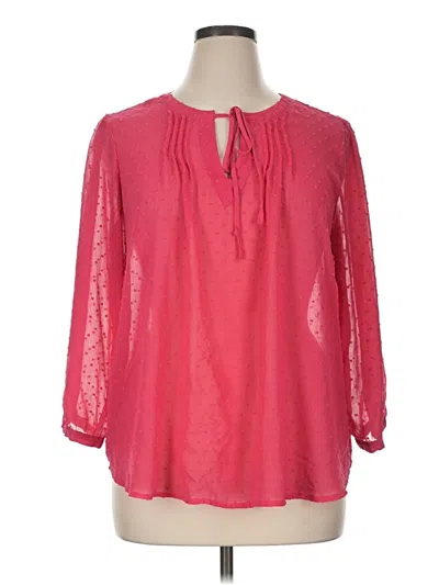 Pre-owned Elle 3/4 Sleeve Blouse In Pink