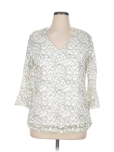 Pre-owned Elle 3/4 Sleeve Blouse In White