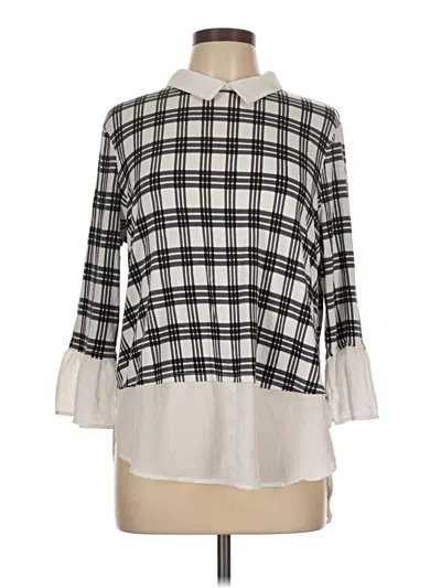 Pre-owned Elle 3/4 Sleeve Blouse In White