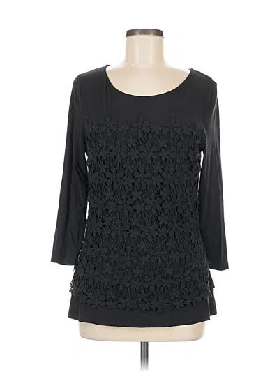 Pre-owned Elle 3/4 Sleeve Top Black Boatneck Tops