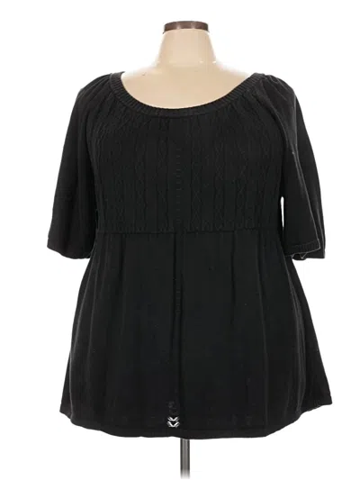 Pre-owned Elle 3/4 Sleeve Top Black Square Neckline Tops