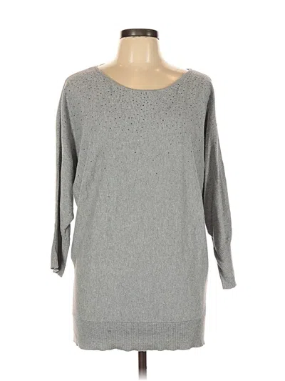 Pre-owned Elle 3/4 Sleeve Top Gray Boatneck Tops