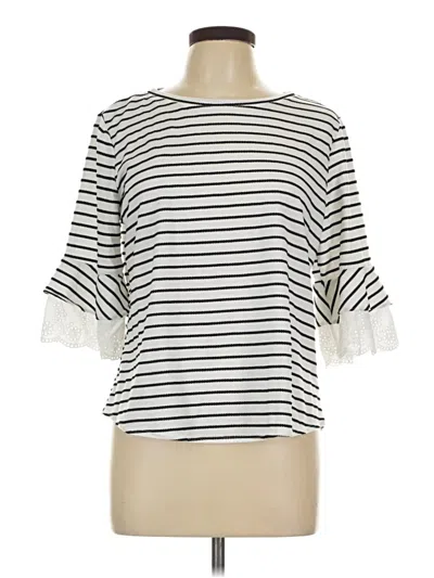 Pre-owned Elle 3/4 Sleeve Top Ivory Boatneck Tops