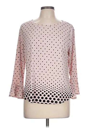 Pre-owned Elle 3/4 Sleeve Top Pink Polka Dots Pattern Boatneck Tops