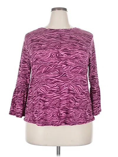 Pre-owned Elle 3/4 Sleeve Top Purple Boatneck Tops