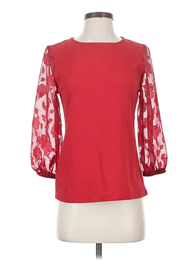 Pre-owned Elle 3/4 Sleeve Top Red Boatneck Tops