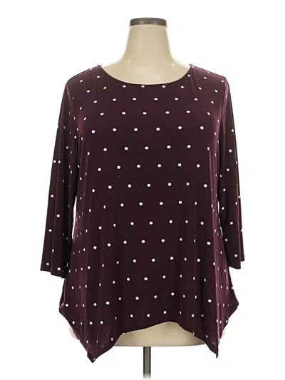 Pre-owned Elle 3/4 Sleeve T-shirt In Burgundy