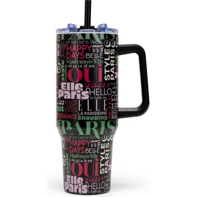 Elle 40oz Parisian Double Walled Insulated Stainless Steel Tumbler In Black